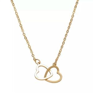 Tiny Heart Necklace Women Gold Color Double Heart Pendant Alloy Love gift